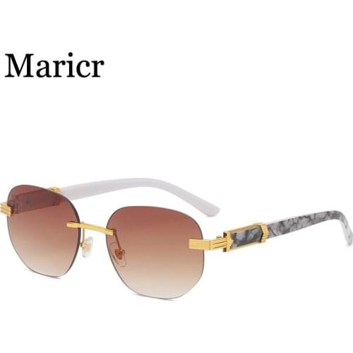 MIaricr Cool Retro Rimless Sunglasses Mens Punk Luxury Brand Designer Shades Large Bar Metal Frame UV400 Blue Glasses Womens