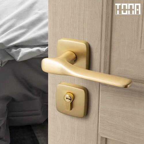TONA Solid brass interior door lock pure copper Natural antibacte luxury bedroom door lock Europe Furniture Hardware for 35-50mm