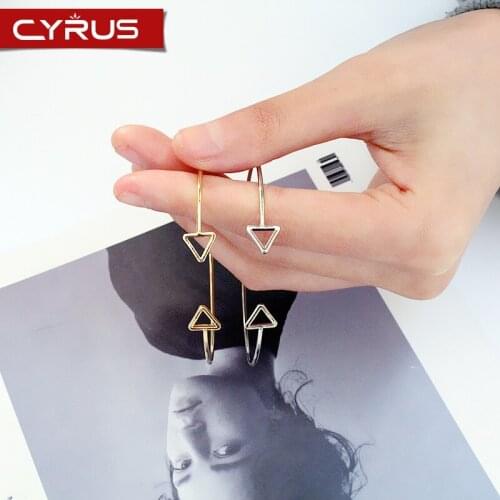 Cuff Punk Bracelet Triangle Metal Cuff Bracelets For Lady Gold Silver Color Color Black Color Bohemian Hollow Geometric Bangles