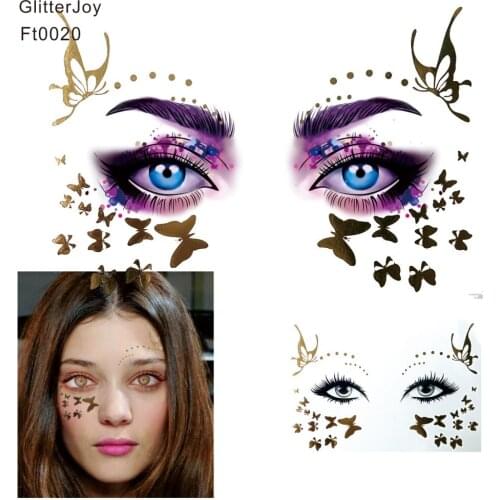 FT0020 Gold Butterfly Glitter Freckles Eye Shadow Makeup Tattoo Sticker which is a New Way to wear Glitter