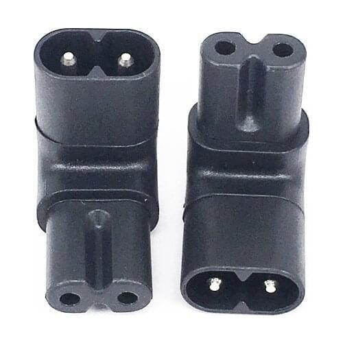 1pc Male Female Extension Connector IEC320 iec C7 to C8 90 Degree UP and Down Angled AC Power Adapter