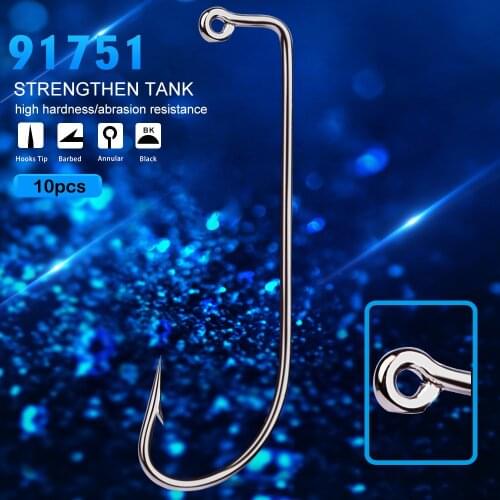 10pcs Fishing Barbed Hook 90 Degree Jig Fly Tying Strong Wire Saltwater Water Fish Hook Aberdeen Jig Accessories Carbon Steel