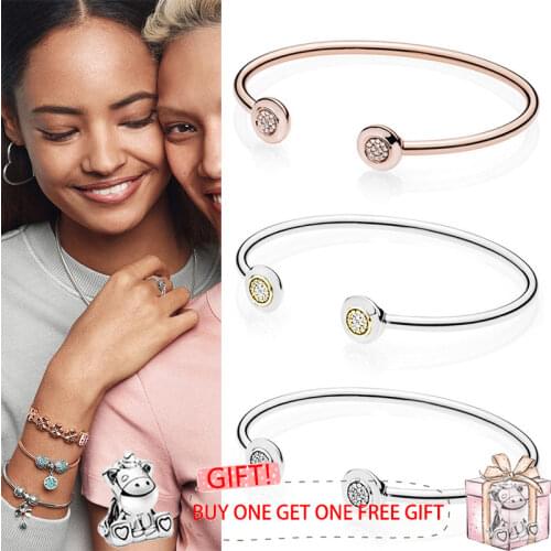 100% 925 брелок Silver Pan Bracelet New Opening With Crystal Cz Couple Pan Bracelet Fit European Charm Bracelets Women Jewelry