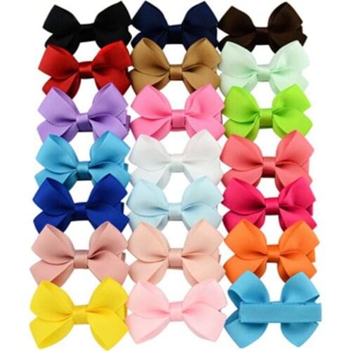 4 pcs Solid Grosgrain Ribbon Bows Clips Hairpin Girls hair bows Boutique Hair Clip Kids Ballet girl Hair Accessories 20 colors
