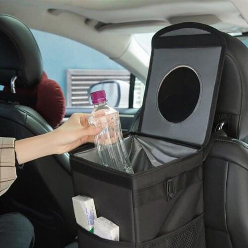 Car Trash Can Dustbin Seat Leak Proof Rubbish Litter Bin Storage Bag Black