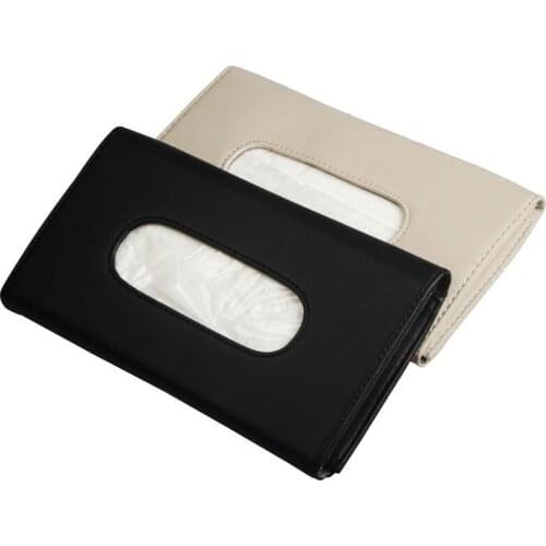 Car-styling Car PU Leather Tissue Box Case High Grade Napkin Paper Tissue Clip Storage Box Holder Auto Interior Accessories