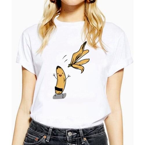 Banana undress Print Women t shirts Plus Size Summer Funny t-shirt Ladies 5 colors Short Sleeve O-Neck Female Tee Tops