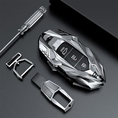 Zinc Alloy Car Key Case For Hyundai Santa Fe 2013-2018 DM IX45 Veloster Smart Remote Fob Cover Protector Bag Car Styling