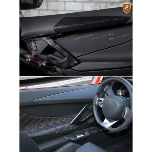 CSSCAR Real Carbon Fiber Inner Door Handle Stick On Type Interior Trim Cover For Lamborghini LP700 Aventador Body Kits 0163