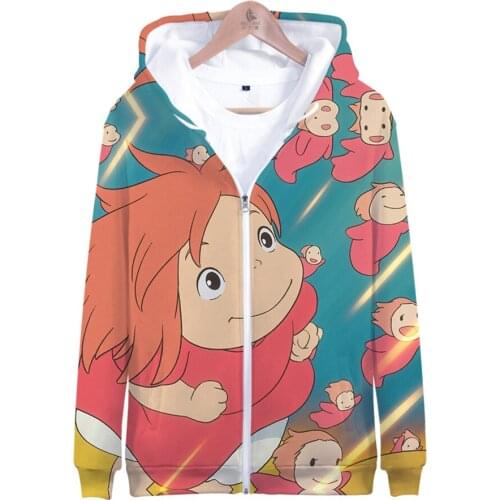 3 To 14 Years Kids Hoodies Ponyo on the Cliff 3d Print Hoodie Sweatshirt Boys Girls Cartoon Anime Jacket Coat Children Clothes