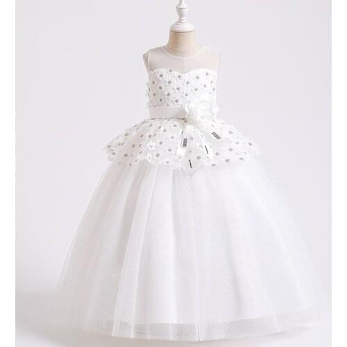 Childrens Princess Dress 2021 Spring Summer New Lace Flower Wedding Dress For Girls Long Dresses Fashion Flower Girl Host Dress