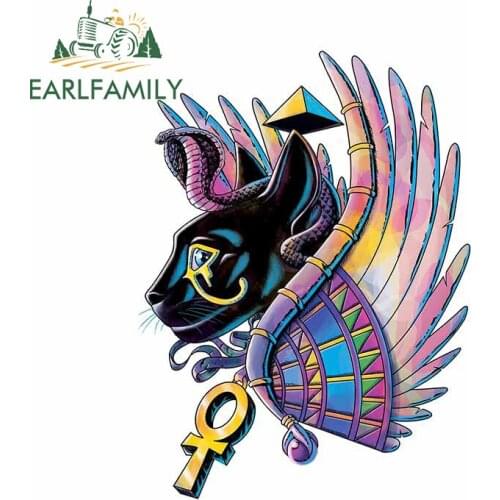 EARLFAMILY 13cm x 9.8cm for Egyptian Cat Animal Car Stickers Waterproof Scratch-proof Custom Printing Window Graffiti Stickers