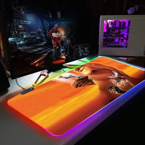 Lion King DIY Custom Large RGB Gaming Mouse Pad Gamer Keyboard Mousepad LED Light USB Wired XXL Mouse Mice 7 Dazzle Colors