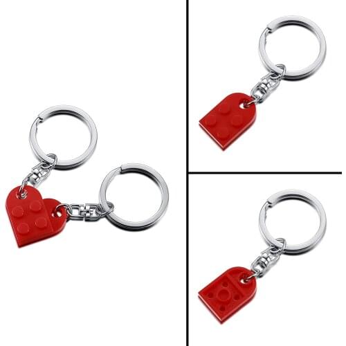 Brick Keychain for Couples Friendship 2pcs Matching Heart Colorful Keychain Set for Girlfriend Boyfriend Valentines Day BFF Red