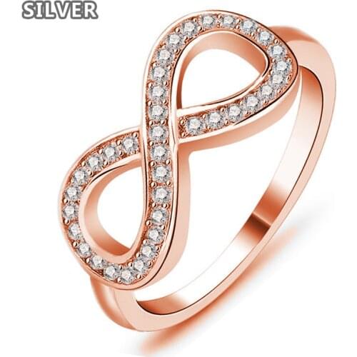 Zirconia Infinity Ring Rose Gold and Silver Two-color Fashion Wedding / 8-ring Womens Romantic Brand diamond rings for women