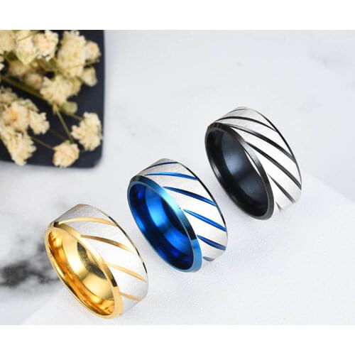 Fashion Ring for Men Women Glitter Twill Frosted Titanium Steel Inner Arc Mirror Polished Wedding Personality Finger Jewelry New