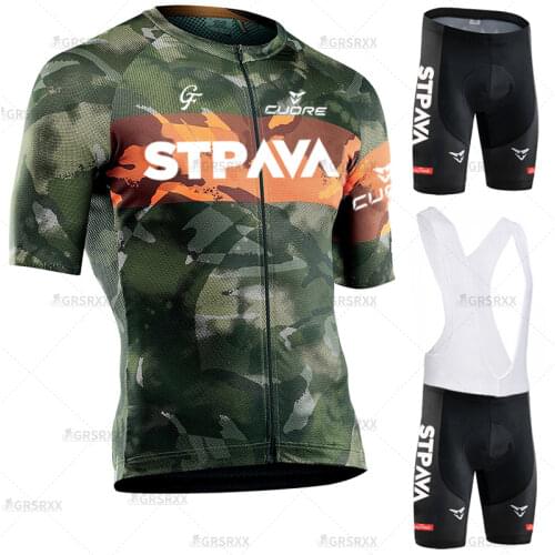 STRAVA Cycling Set Mens Cycling Jersey Set Summer Anti-UV MTB Bike Set Bicycle Suit Pro Team Racing Uniform Cycling Clothes