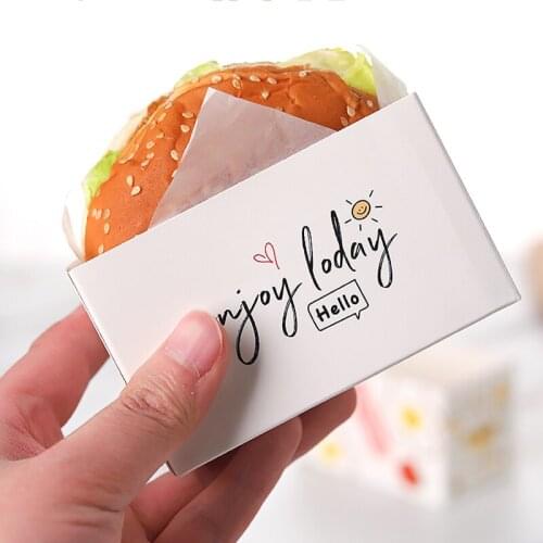 Korean Web Celebrity Sandwich Wrapping Paper Thick Egg Toast Breakfast Pastry Box Hamburger Paper Tray Take-out Food Packing 50p