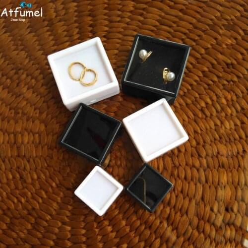 Square Gemstone Box Diamond Jewelry Display Box Loose Ring Holder Display Case Gem Coin Showcase Container White Black Bulk