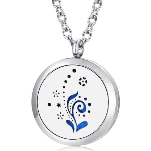 316L Stainless Steel 30mm Magnetic Aromatherapy Locket Necklace Silver Color Essential Oil Diffuser Necklace Jewelry
