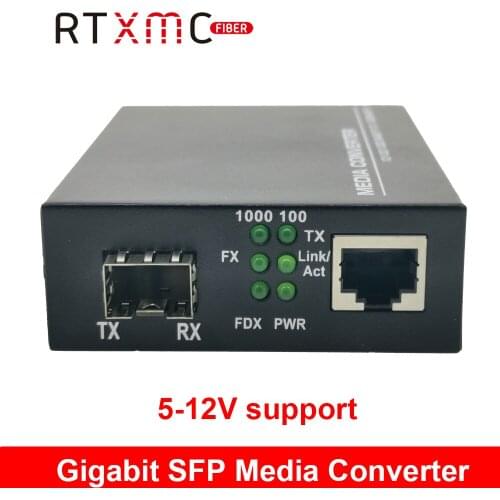 SFP Fiber to RJ45 Gigabit Media Converter 10/100/1000Mbps Ethernet Converter Transceiver Fiber Optical Switch With Power
