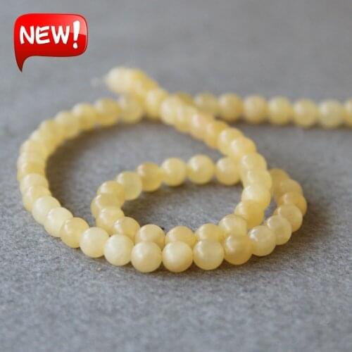 Min Order1) 6mm Fashion New Natural Yellow Turkey Chalcedony Beads Round Shape Stone Loose Beads 15inch Jewelry Making Design
