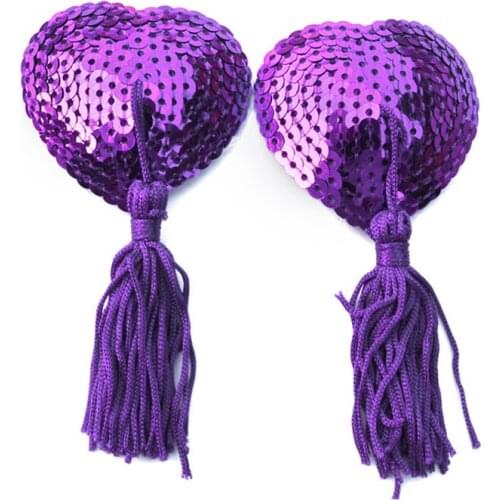 Reusable Adhesive Sexy Tips Heart Shaped breast Cover Silicone Nipple Pasties With Tassel For Adult BDSM Game