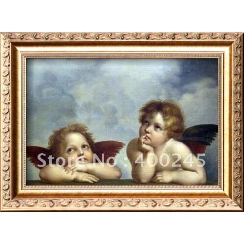 Musuem quality+100% handmade classical oil painting painting on canvas Angels oil painting Angels by Raphael