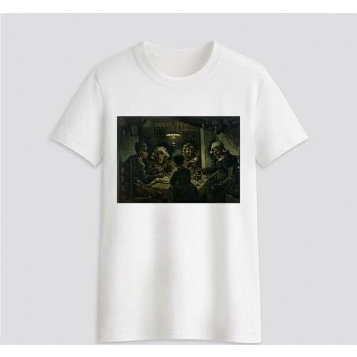 Summer New Funny Oil Painting T-shirt Printed Chic Harajuku O-Neck Casual Retro Top Womens Fashion Tees Short Sleeve