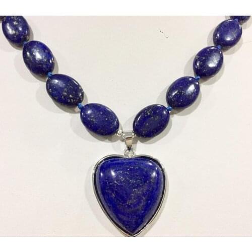 New Natural lapis lazuli 13x18mm & Heart-shaped 30x30mm necklace pendants 18'' jade