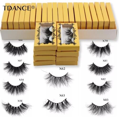 TDANCE Wholesale Fluffy Lashes 5/10/50/100 Pair 25mm Real Mink Lash Dramatic Long Strip Lash Makeup Messy Fake Eyelash Faux Cils