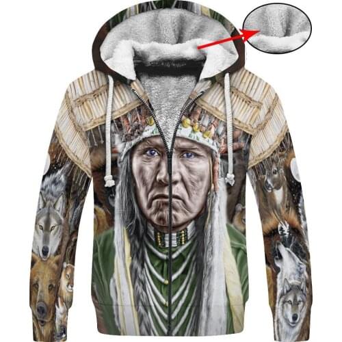 Tessffel Indian Native Thicker Harajuku Autumn Winter Coat Pullover Tracksuit 3Dprint Men/Women Warm Fleece Jacket Zip Hoodie D5