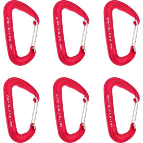 6pcs/lot Durable 12KN/2600lbs Aluminum Wire Gate Spring Clip Carabiner Backpack Hammock Camping Hiking Equipment Red/Blue
