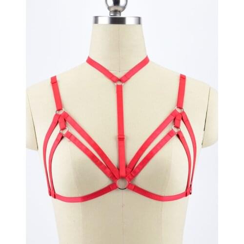 Sexy Harness Body Cage Bralette Rave Bondage Body Harness Cage Bra Suspender Belt Fetish Erotic Gothic Harness Bra Fetish Wear