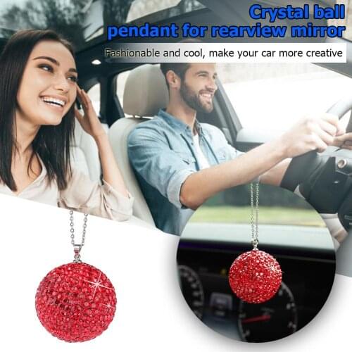 Rhinestone Ball Car Pendants Rearview Mirror Hanging Fashion Cool Full Drilling Originality Ornaments Auto Accessories