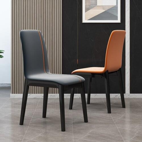 Chairs for Kitchen Solid Wood Dining Chair Modern Simple Light Luxury Restaurant Leather Back Chair Furniture