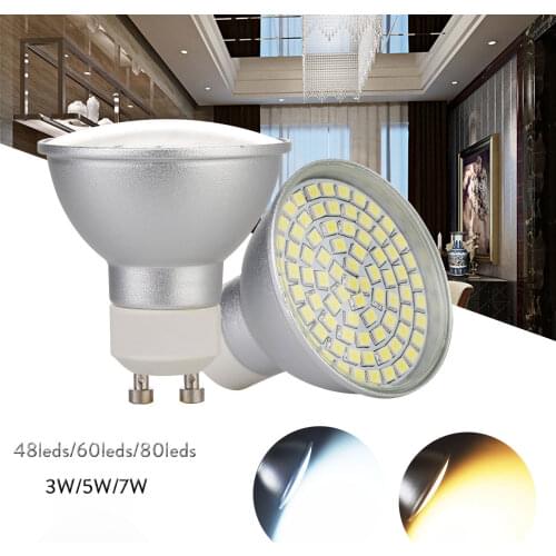 GU10 LED Spotlight Bulbs 3W 5W 7W Replace Halogen 15W 25W 35W Lamp AC 220V 2835 SMD Cool Warm White Spot Light Aluminum Cover