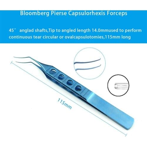 Titanium Ophthalmic Bloomberg Pierse Capsulorhexis Forceps Ophthalmic Eye Instruments