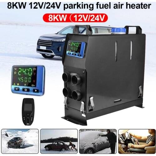 All In One 8KW 12V/24V Universal Car Diesel Fuel Air Parking Heater With Remote Control LCD Display Compact Vehicle Air Heater