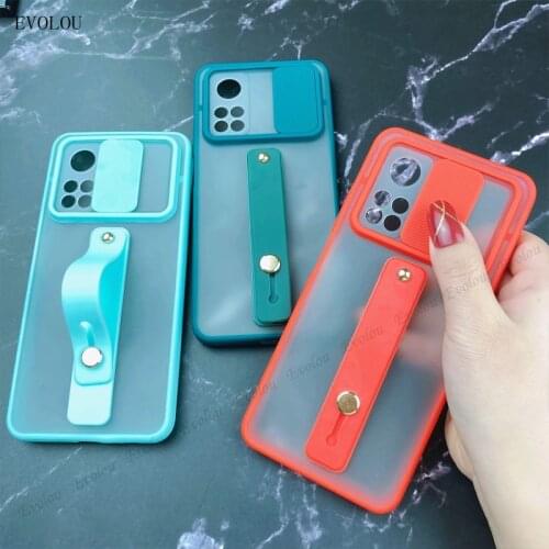 Wriststrip Soft Silicone Stand Phone Case For Xiaomi POCO F3 X3 Pro NFC Mi 10T Lite 10i 5G Redmi K40 Note 10 Pro Max Matte Cover