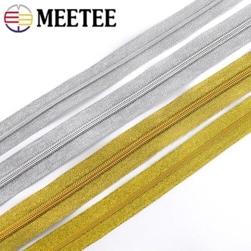 10Meters Gold Silver 3# 5# Open-End Nylon Zipper For Sewing DIY Zip Sports Coat Clothes Zippers Garment Accessories KY273