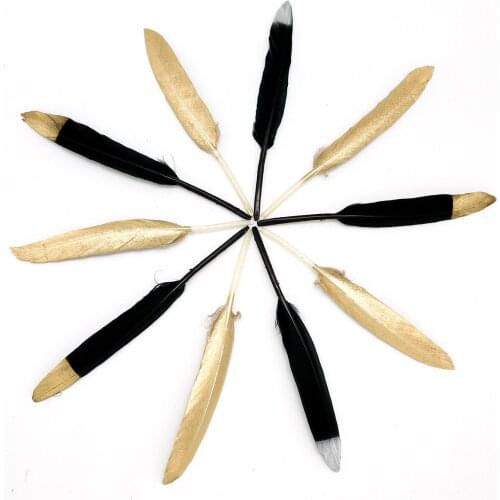 10Pcs Length 10-15cm Dyed Gold/Silver Color Black Goose Feather For DIY Home Wedding Party Decoration Craft Accessories