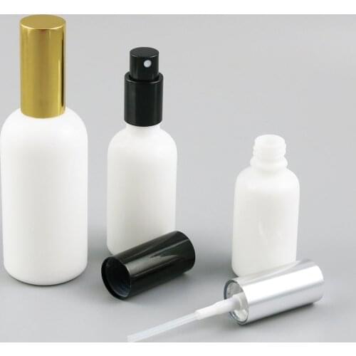 10 x 10ml 15ml 30ml 50ml 100ml Natural White Glass Bottle With Black Gold Spray 1/3oz 1/2OZ White Perufme Packaging