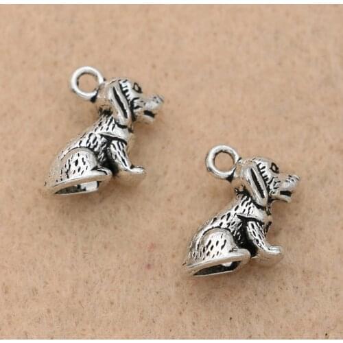 5pcs Antique Silver Plated 3D Dog Charms Pendants Handmade Jewelry Diy Jewelry Making Bracelet Craft 15x14mm