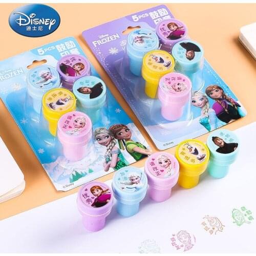 Disney Cute Seal Frozen Cartoon Round Handle Seal Reward Seal Kindergarten Learning Colorful Medal Gift