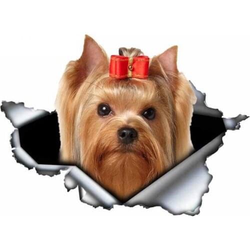 A0104# 13 cm/17 cm 3D Self-adhesive Decal Yorkshire Terrier Dog Car Sticker Waterproof Auto Decors on Bumper Rear Window Laptop
