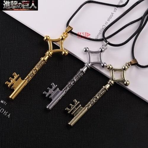 Attack on Titan Necklace Cosplay Accessories Eren Key Shingeki No Kyojin Pendant Fashion Vintage Retro Anime Jewelry Metal Prop