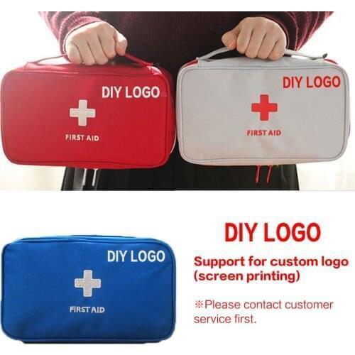 DIY LOGO on First Aid Kit For Medicines Outdoor Camping Medical Bag Empty Survival Handbag Emergency Kits Travel Set Portable
