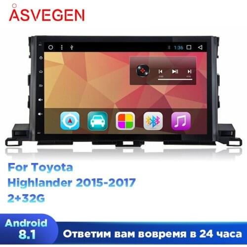 Android 7.1 Car Auto Radio For Toyota Highlander 2015-2017 With Quad Core Car GPS Navigation Stereo Audio Multimedia Player