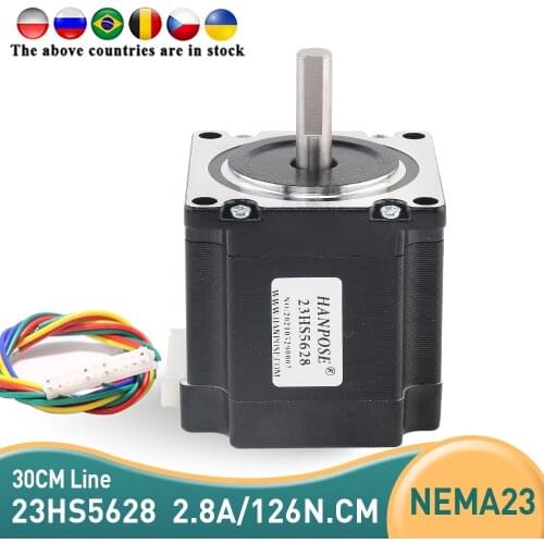 Free shipping 5PCS 23HS5628 Nema 23 Stepper Motor 57 motor NEMA23 Stepper Motor 2.8A 126N.CM 4-lead for 3D printer accessories